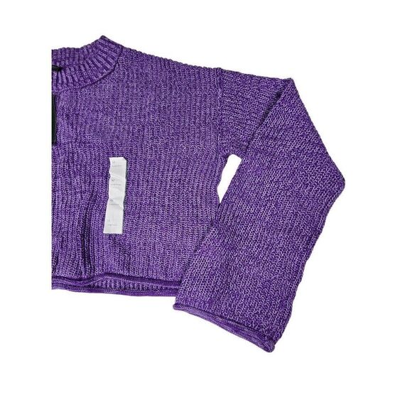 Wild Fable Purple Mock Collared Cropped Sweater Medium - Picture 2 of 3